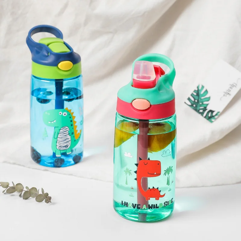 

Water Bottle With Straw For Children Cartoon Pattern Kids Water Sippy Baby Cups Outdoor Sport Child Bottle 480ML Capacity
