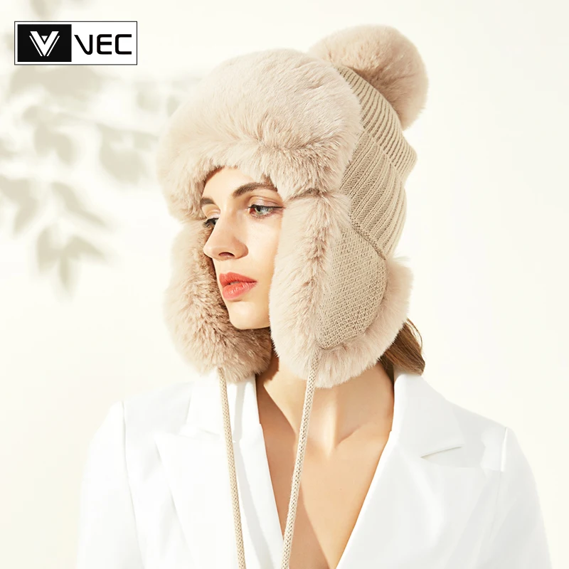VEC флисовая модная шапка Lei Feng женская зимняя вязаная на флисовой подкладке