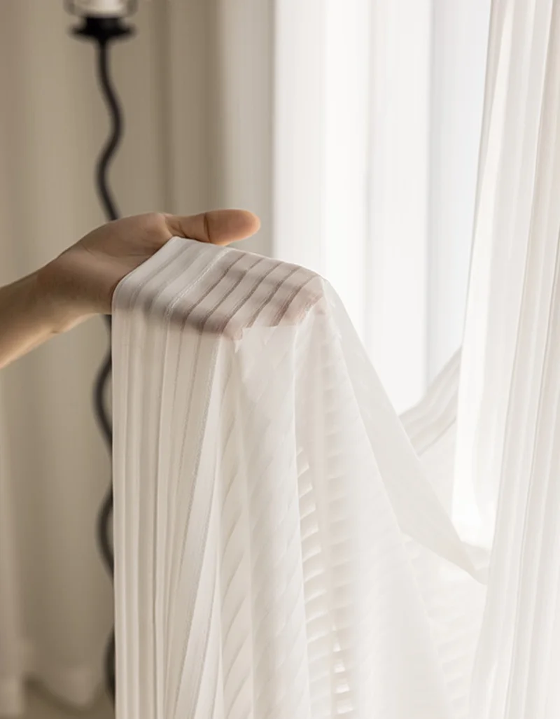 Японские полосатые шторы белые тюлевые современные минималистичные для