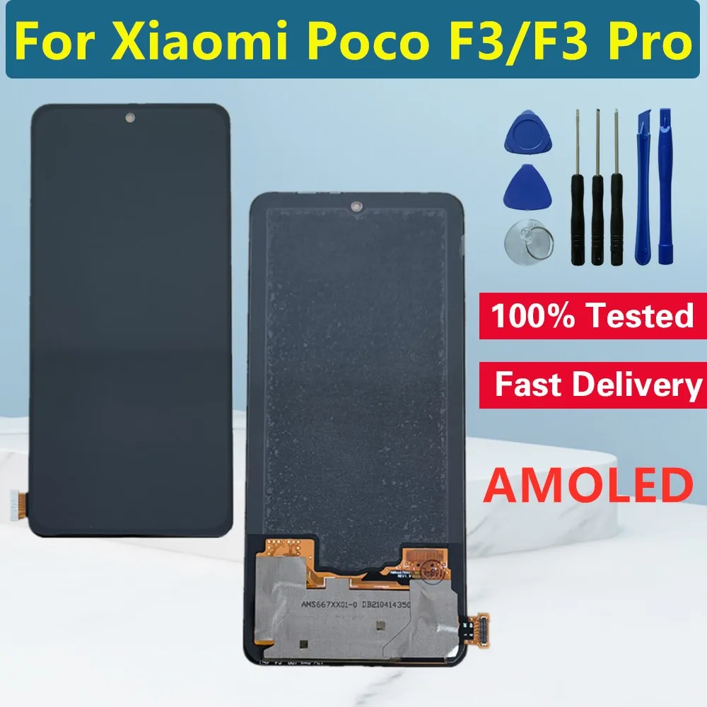 

AMOLED для Xiaomi POCO F3 Pro, ЖК-дисплей, экран с рамкой, сенсорный экран, дигитайзер для Poco F3 M2012K11AG, сменный ЖК-экран