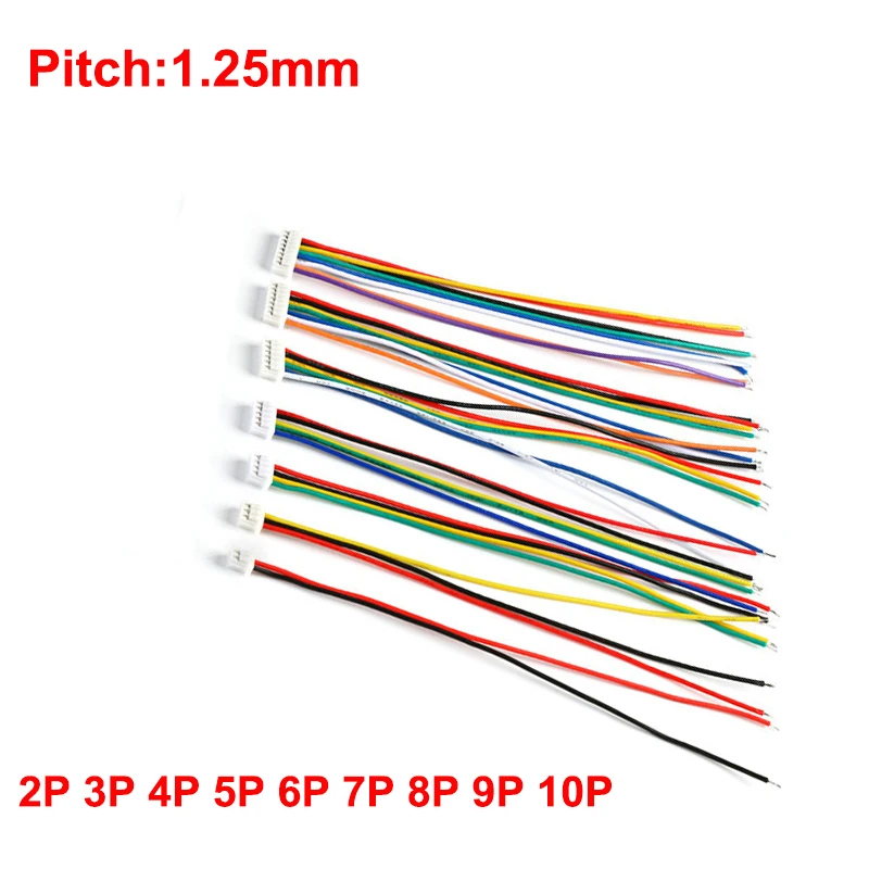 

10 шт. 1,25 Штекерный соединитель для проводов 28AWG 1,25 мм Шаг 2/3/4/5/6/7/8/9/10 штырьковый одноголовочный штекер с разъемами 100 мм/200 мм