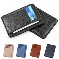 2022 slim ultra thin women men credit id card holder pu leather fashion small wallet money bag case coin purse clip organizer