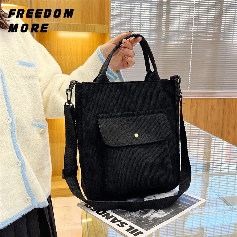 

Corduroy Crossbody Bag Japanese and Korean Fashion Student Schoolbag Large Capacity Artistic Simple Handbag