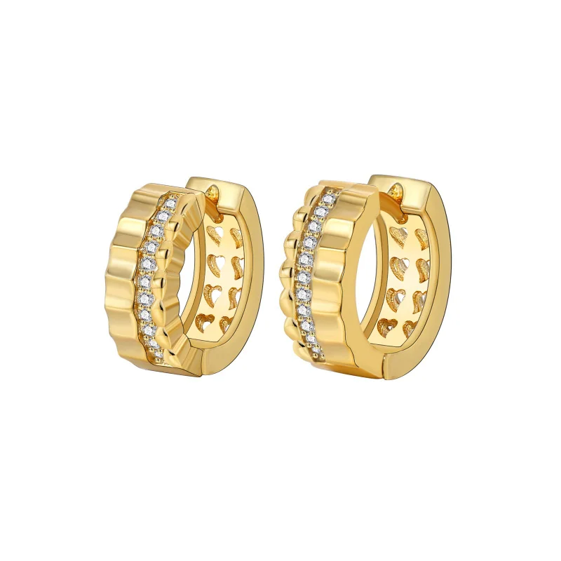 

Minar Exquisite Shiny CZ Cubic Zirconia Penelled Hoop Earrings for Women 14K Gold Silver Plated Brass Chunky Circle Earring Gift