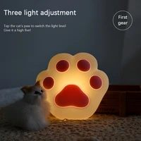 led cat paw night light wall mount dimmable nursery lamp kids bedroom cabinet tap control usb rechargeable cat paw night lamp