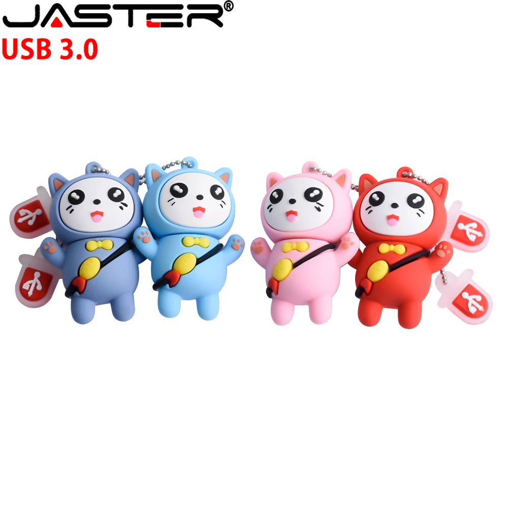 

JASTER New Cartoon Cat USB 3.0 Pen Drive 4GB 8GB 16GB 32GB pen drive 64GB 128GB Kids Toys Mini USB Silicone Animal Style