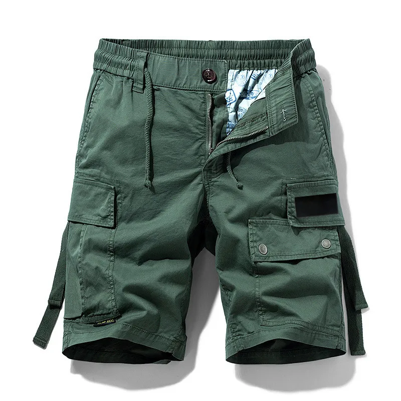 

Брюки-карго мужские с множеством карманов, классические Свободные повседневные уличные штаны с ремешком на руку с компасом, уличные шорты в...