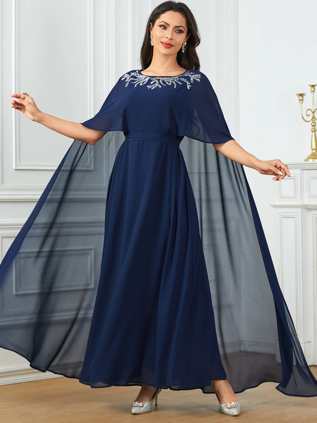 Женское платье с вышивкой Элегантное повседневное рукавами-фонариками