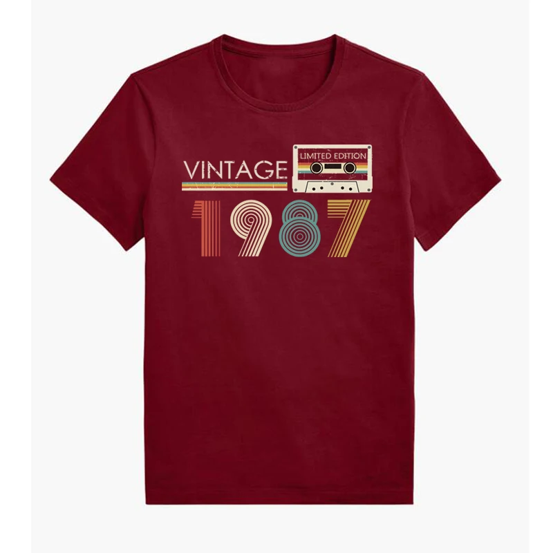 Vintage Made In 1987 Limited Edition Tape Case Funny Women T Shirt  36th 36 Years Old Birthday Fashion Tshirt Wife Mother Gift images - 6