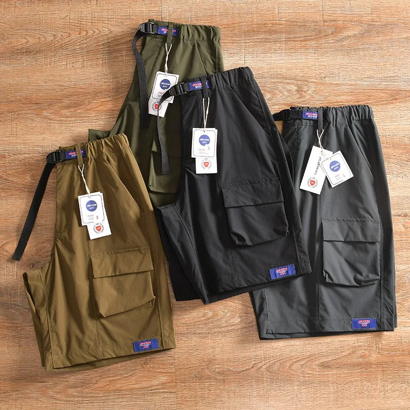 Tooling wind big pocket thin summer men's Japanese loose multi-bag tooling five points pants function overalls