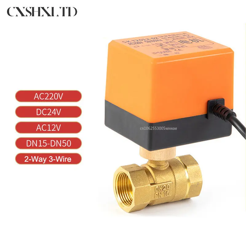 

DN15/DN20/DN25/DN32 AC 220V Brass Electric Motorized Thread Ball Valve 2-Way 3-Wire DC 12V Solenoid Water Valve with Actuator