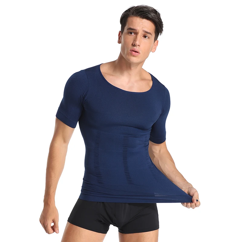

Men Body Shapers Tight Posture Shirt Fitness Tummy Control Elastic Abdomen Shape Belly Corrector Slimming Boobs Gym Corset