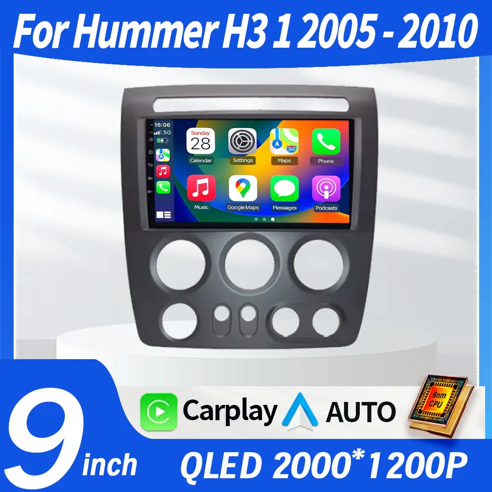 Фото Android 15 для Hummer H3 1 2005-2010 Автомобильный радиоприемник Мультимедийный видеоплеер Навигация Стерео GPS Беспроводной Carplay 4G