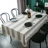 yaapeet new japanese korean simple plain wide striped lace tassel jacquard tablecloth rectangular table cloth tea table