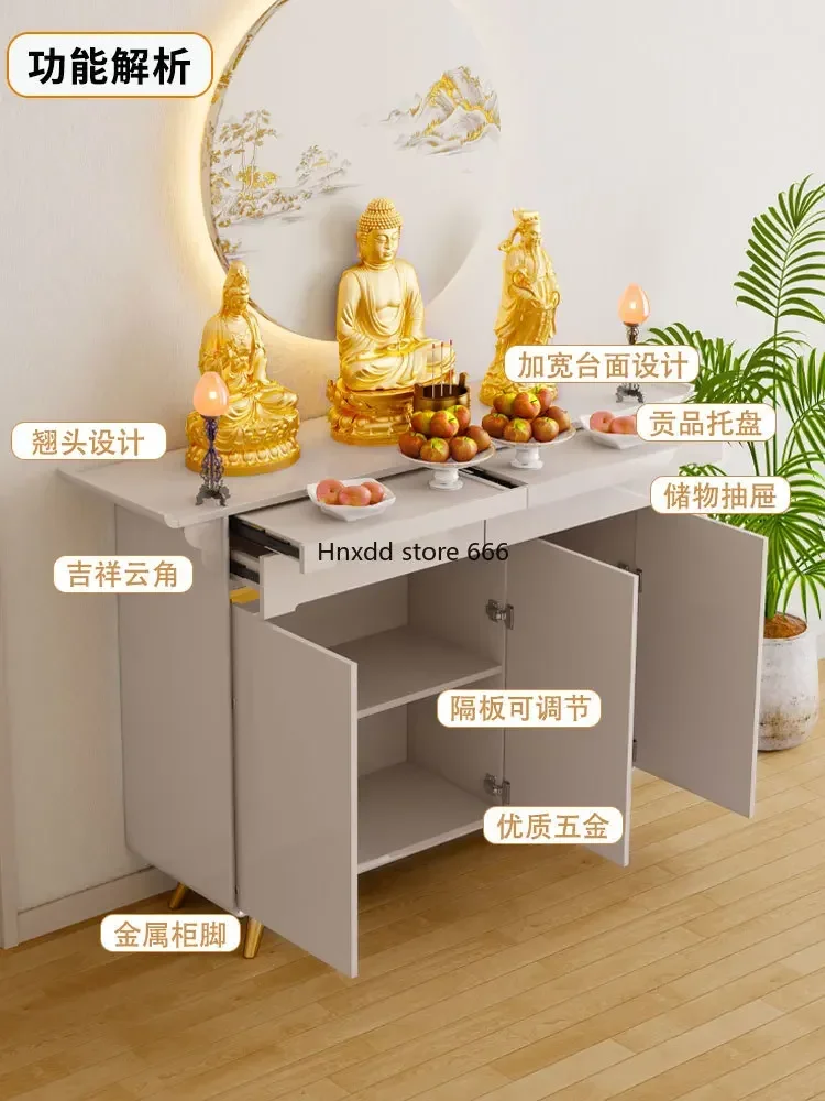 New Chinese-style Guanyin Bodhisattva God of Wealth Guan Gong Shentai Cabinet