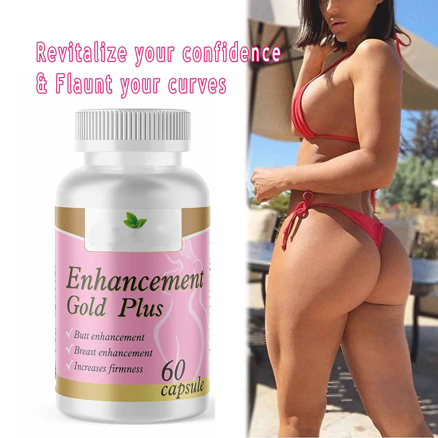 

BUTT Enhancement Gold Plus Max Curve Fuller Phyto Estrogens Breast Growth Butt Bigger Increases Firmness Weight Gain 60 Caps