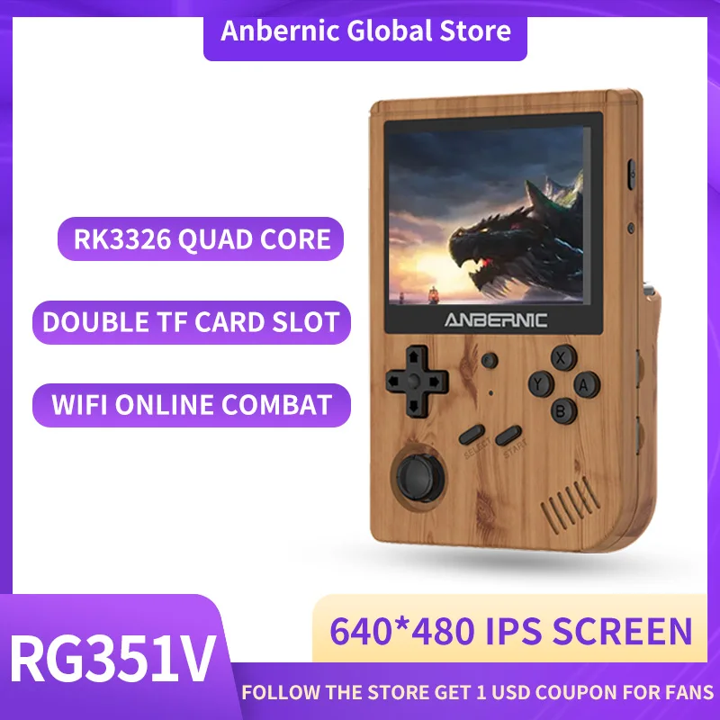 

ANBERNIC RG351V 3.5 INCH IPS Screen Handheld Retro Game Video Game Player Built-in WiFi Online Sparring