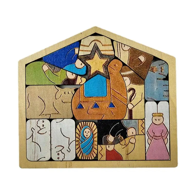 

Wooden Nativity Puzzles Religious Christmas Puzzle Home Office Desk Table Ornaments For Christmas Thanksgiving Day Holiday