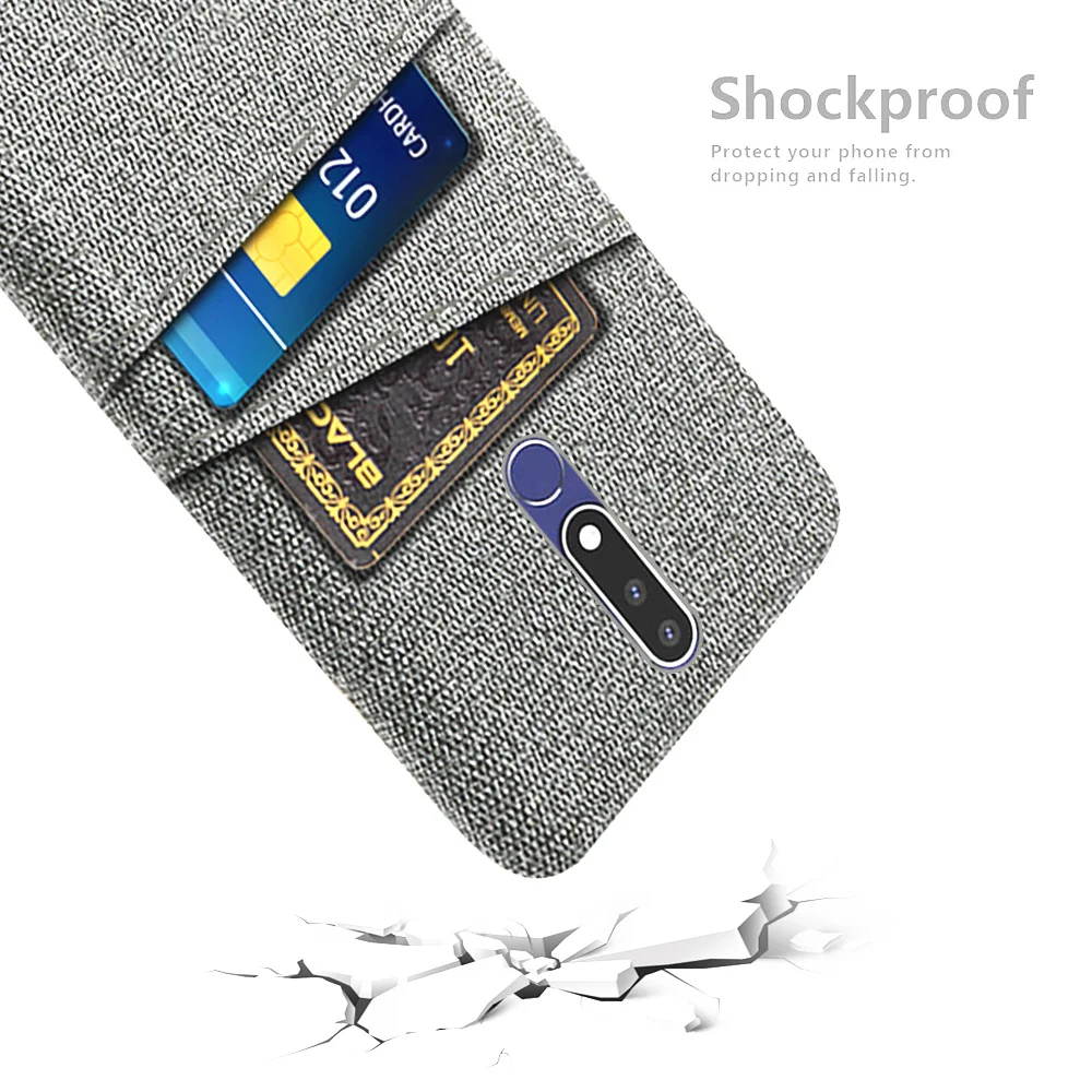 

For Nokia 3.1 TA-1049 TA-1057 TA-1063 1067 for Nokia 3.1 Plus Case TA-1118 TA-1125 TA-1113 TA-1117 Luxury Fabric Dual Card Cover