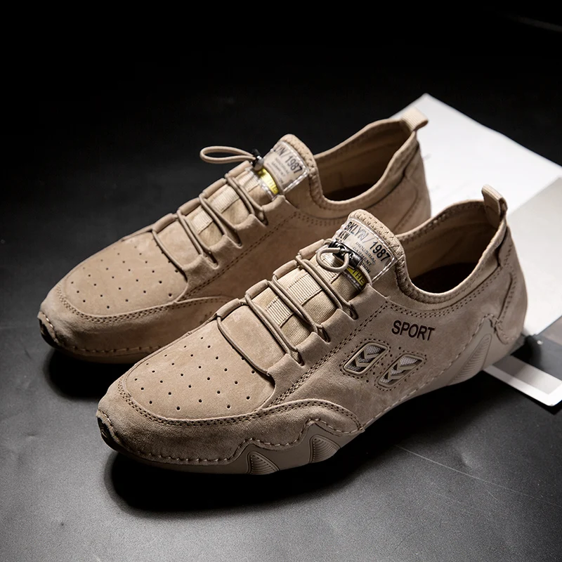 Мужские кожаные кроссовки мягкие лоферы повседневная обувь для вождения лето |