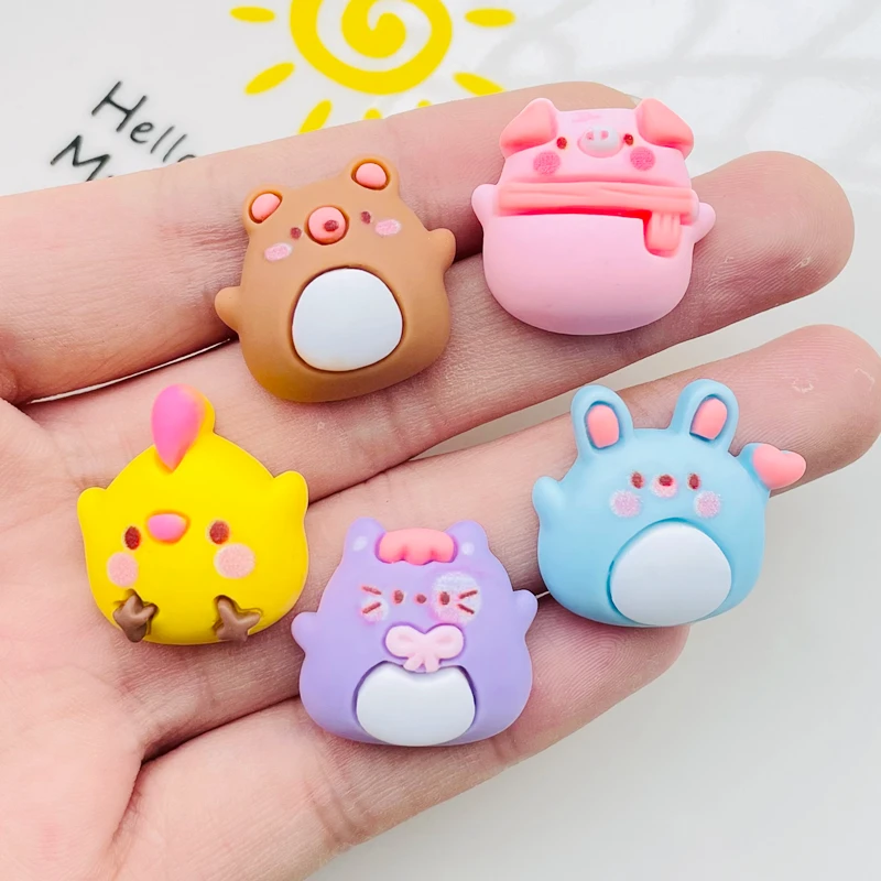 

10 Pcs New Cute Mini Cartoon Animals Piggy Bear Flat Back Resin Scrapbooking DIY Jewelry Hairpin Craft Decoration Accessorie