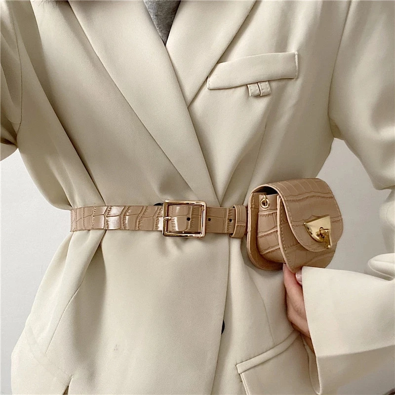 Fashion Crocodile Saddle Waist Bags Female Designer Brand Chain Fanny Pack For Womens' Luxury Brand Pu Small Woman Purses 2022