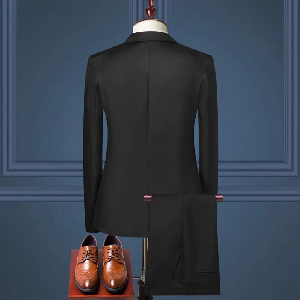 Men's 2pce Set Blazers Spring And Autumn Pure Color Slim Business Formal Wear Casual Suits Office Work Party Dance Wedding Groom