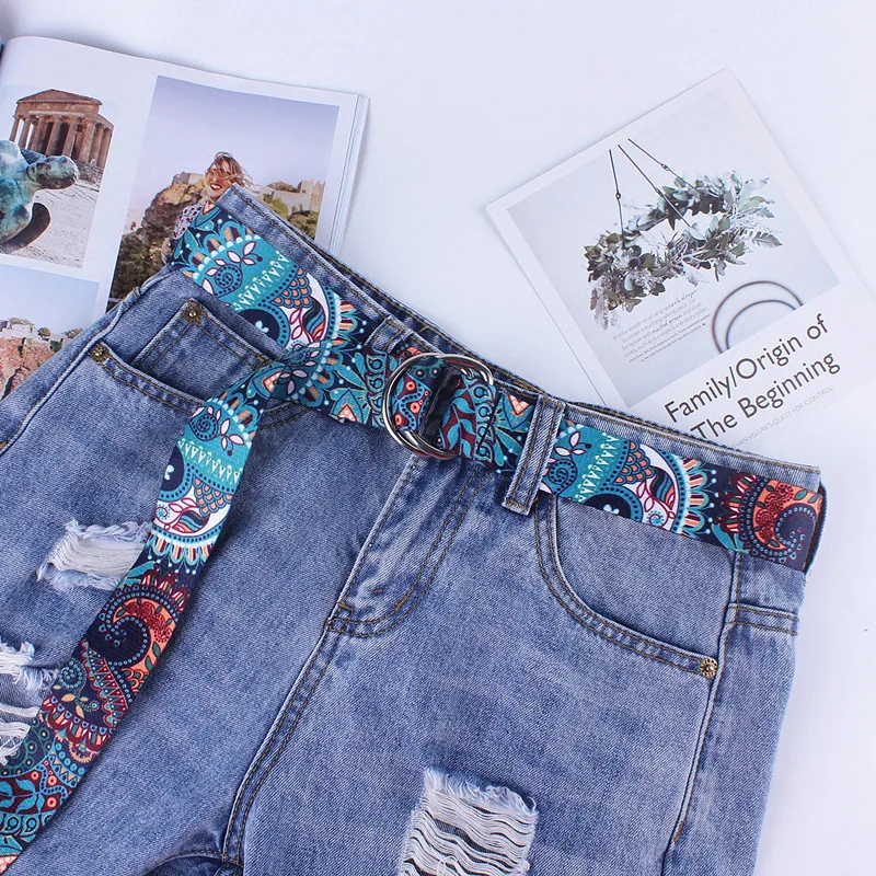 

Canvas Belts for Women Female Long Double Loop Buckle Luxury Designer Harajuku Casual Wasitbands Decorative Jeans Ladies Strap