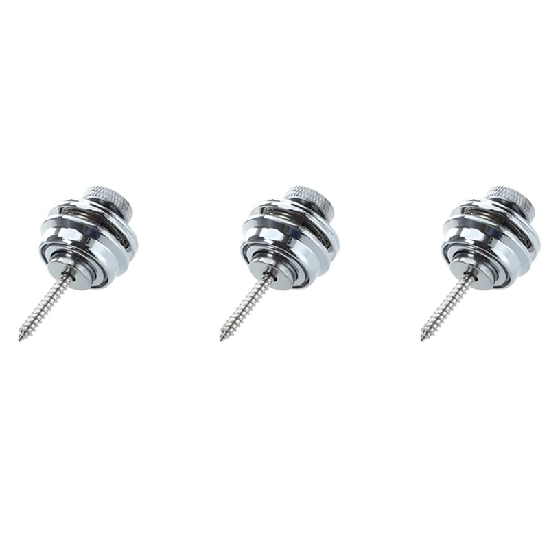 

3X Flat Head Chrome Strap Lock For Electric Guitar