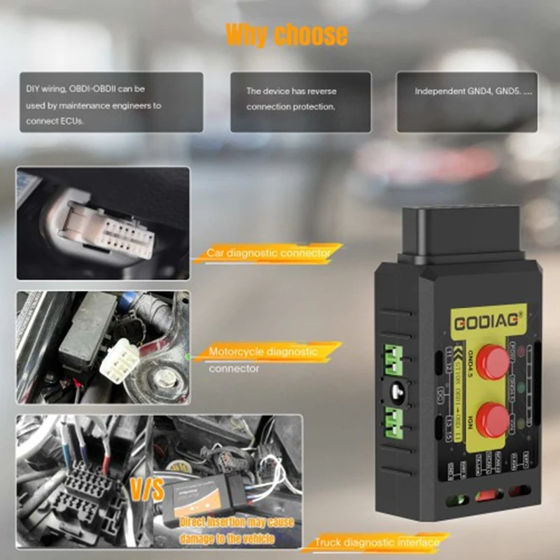 Универсальный конверсионный адаптер GODIAG GT108 A Configuration Super OBDI-OBDII для автомобилей