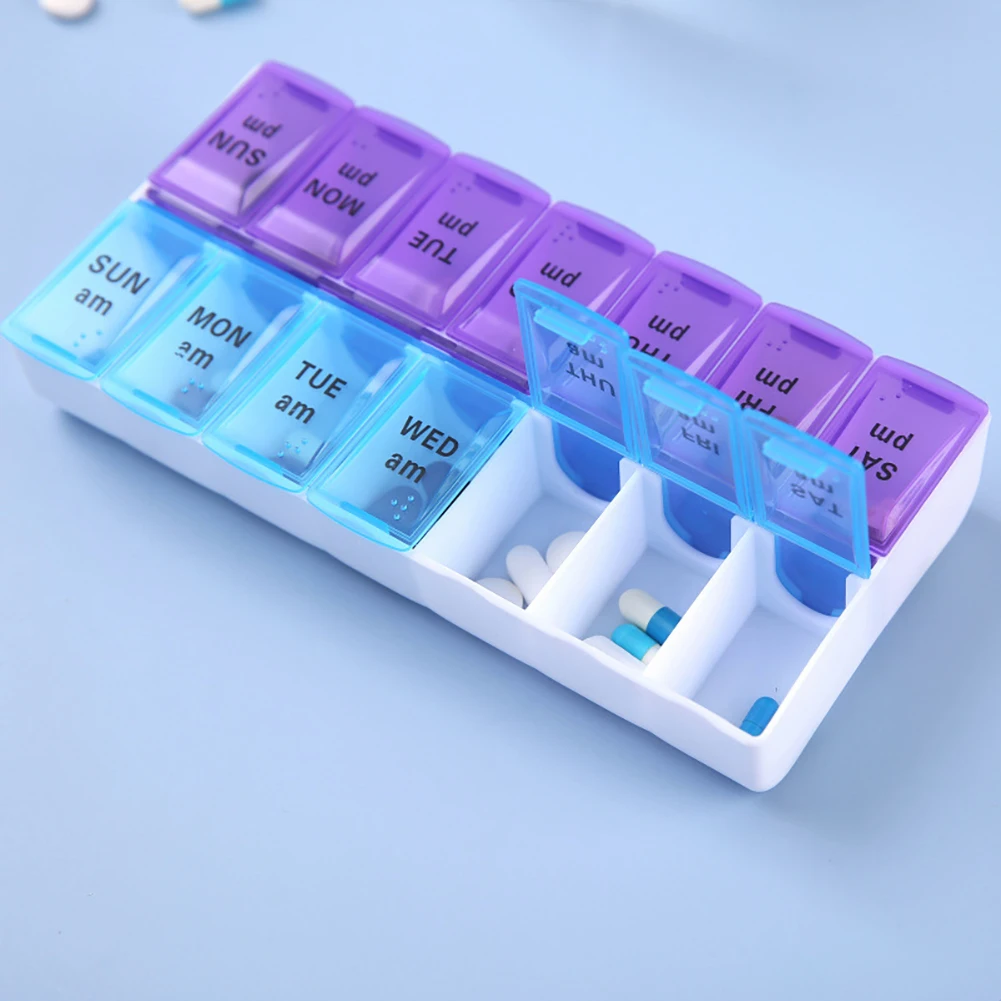 

14 Grid 7 Days Weekly Pill Containers Medicine Tablet Dispenser Organizer Pill Box Separator Pill Storage Container Pill Case