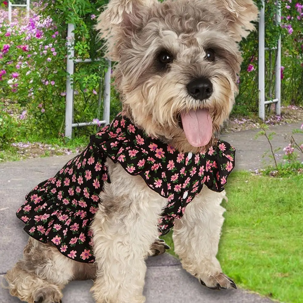 

Ветрозащитная Милая тонкая одежда для собак, нажимная кнопка, платье для щенка, восхитительное весеннее платье