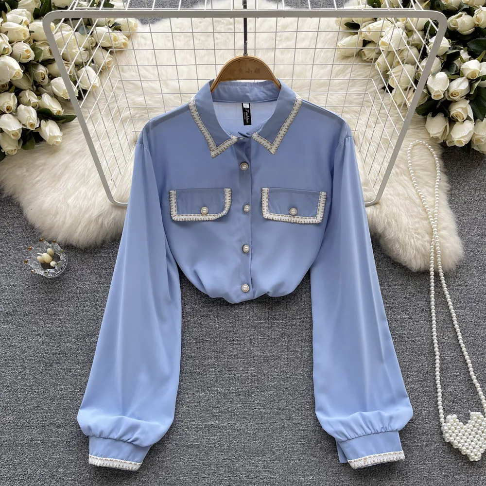 

Осенняя Французская женская темпераментная свободная универсальная рубашка с длинными рукавами в западном стиле