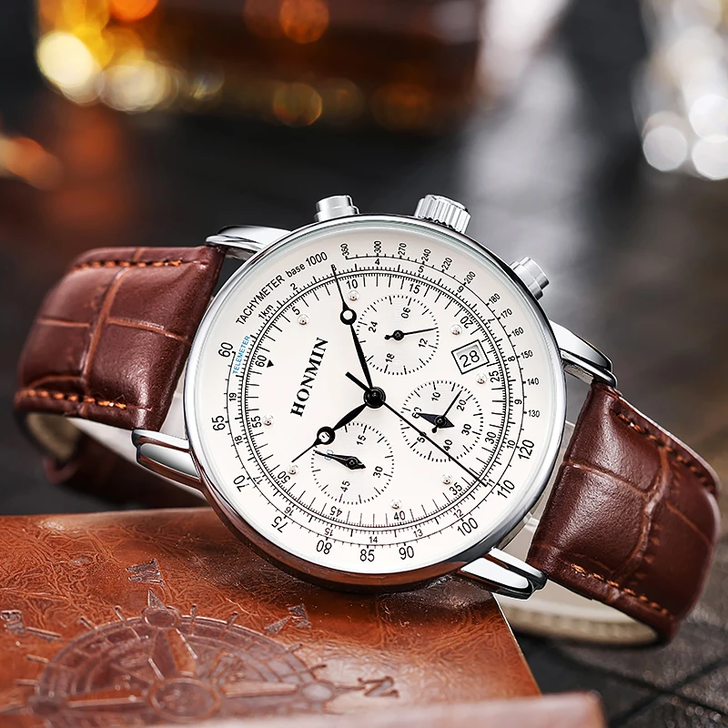 

2022 New Honmin Genuine Big Brand Fashion Business Sports Six Pin Multifunctional Quartz Watch