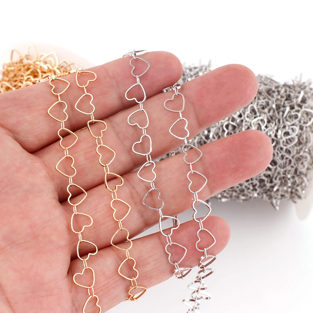 

1meter Hollow Heart Chain KC Gold Copper Necklace Chain for Jewelry Making DIY Women Bracelets Anklet Supplies Accessories