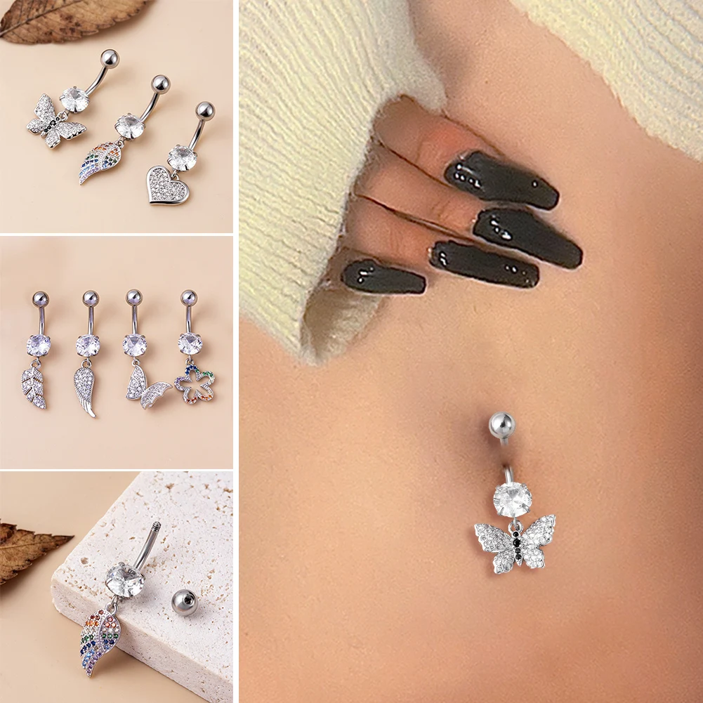 

Искусственная поддельная Бабочка для живота, искусственная бабочка, зажим в форме сердца на пупке, искусственная бабочка, листья, фотография, зажим