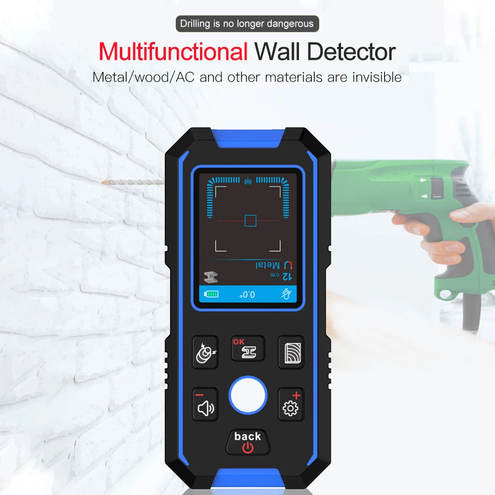 

NF-518 Metal Detector Multifunction 3in1 Detector Wall Scanner Metal Wood AC Live Wires Handheld Depth Tracker Pinpointer