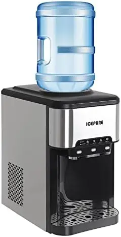 

2-in-1 Water Cooler Dispenser with Built-in Ice Maker, Hot/Cold/Room Temp Water, Top Loading 2, 3 or 5 Gallon Water Dispenser, 2
