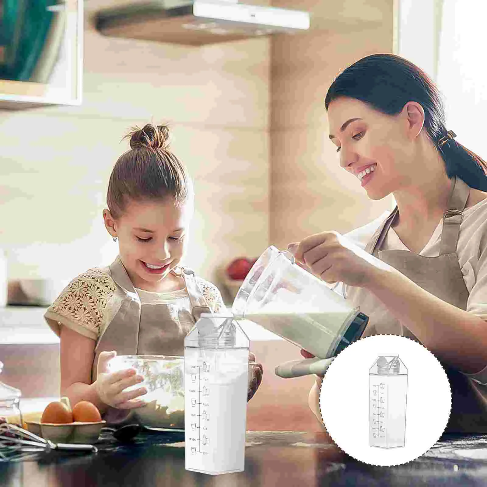 

Square Water Bottle Beverage Bottles Yogurt Plastic Travel Blender Portable Clear Container Lid Hand Mixer Milk Jug