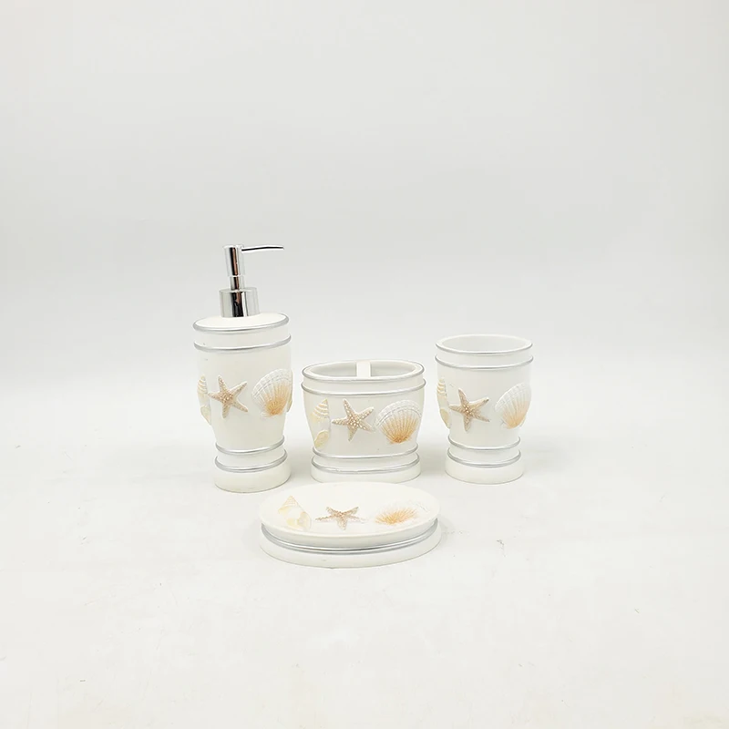 

Coastal Sea Shell Resin Bath Accessory Bathroom Accessories Set