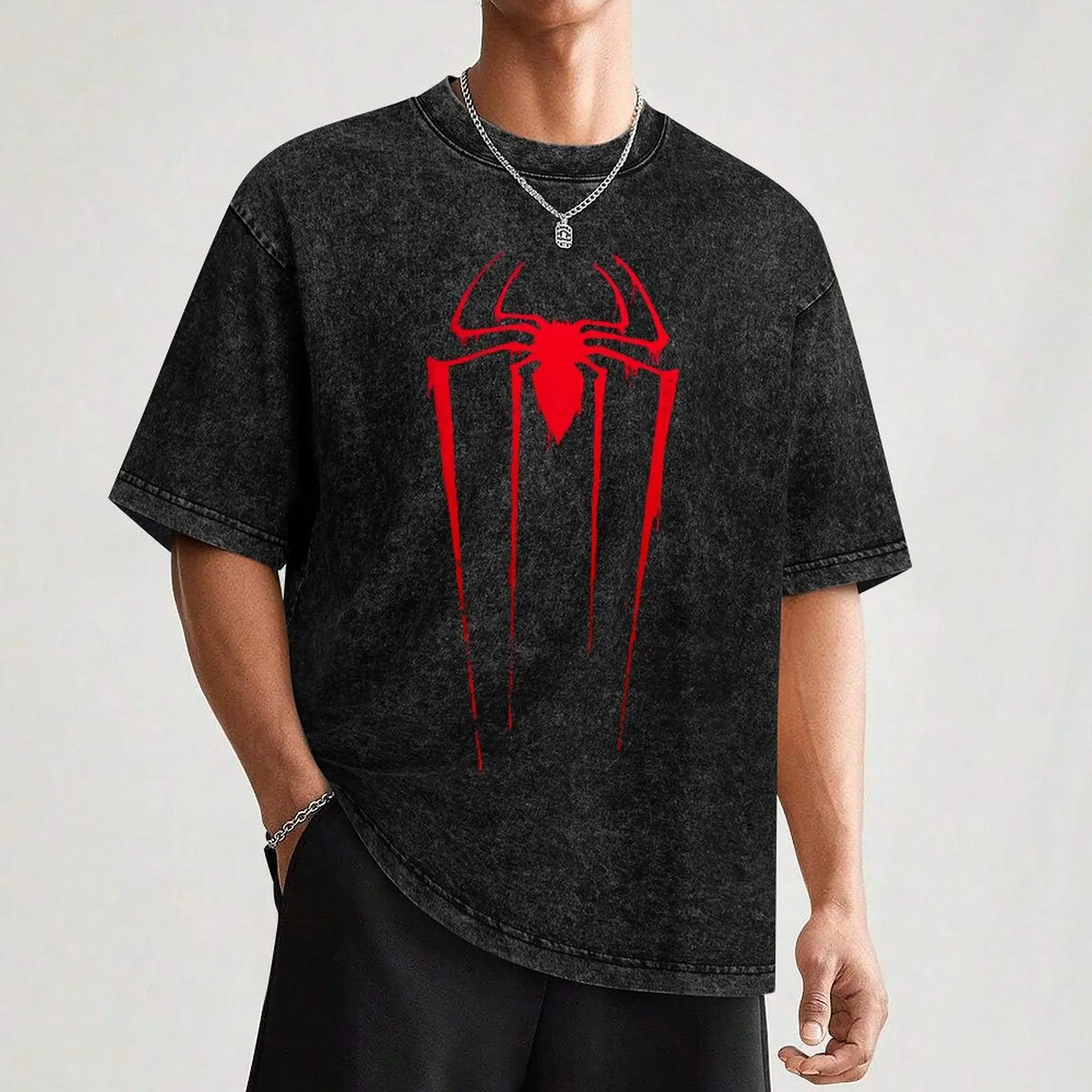 Фото Футболка TASM Spider Logo Emblem Essential, свободного кроя, большого размера №3