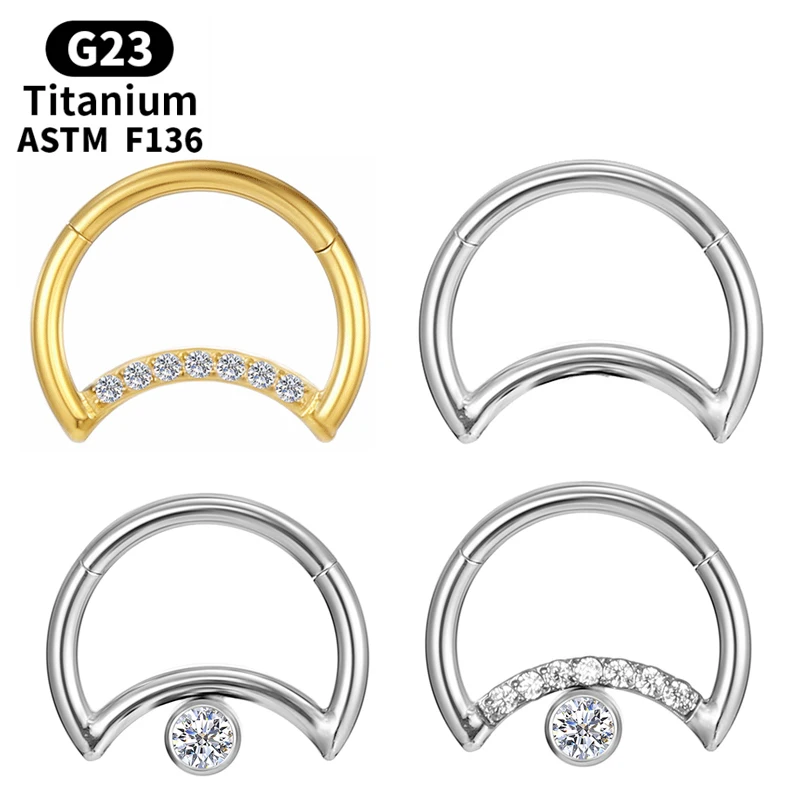 

Piercing Titanium Septum Nose Ring Tragus Hinged Earrings Cartilage Gold Sexy Zircon Helix Charming Segment Women Body Jewelry