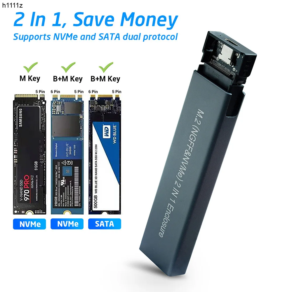 

M2 SSD Case NVME SSD Enclosure M.2 to USB Type C Transparent Hard Drive Enclosure for NVME PCIE NGFF SATA M/B Key SSD Disk 9210B
