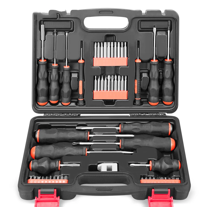 Screwdriver Set Metal Hard Case Tool Box Triangle Cross Slotted Industrial Grade Screw Set Household Parts Storage Toolbox