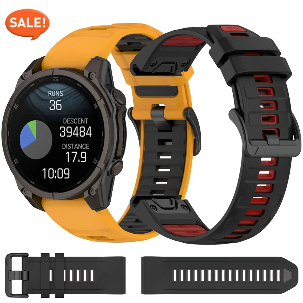 Фото Силиконовый ремешок Quick Fit 26 мм, 22 мм, 20 мм для Garmin Tactix 8, 51 мм, 47 мм, официальный браслет Fenix 8X 7X/Forerunner 970 965 №1