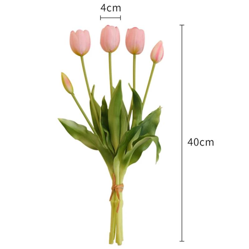 5 шт. искусственные цветы тюльпанов настоящие сенсорные розовые