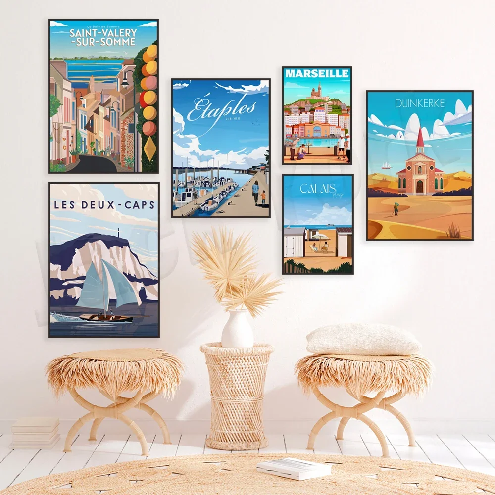 Boulogne-sur-Mer Mont Suomi-sur-Mer Saint-Valery-sur-Somme La Rochelle Wimereux Beach Марсель Graveline дорожный постер