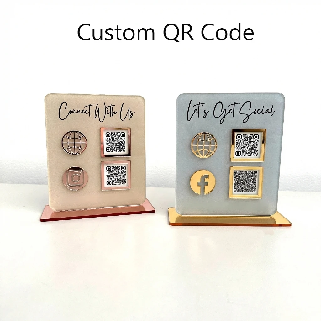 Фото Персонализированная акриловая подставка для QR-кода с индивидуальной печатью, подходит для розничных магазинов, для увеличения числа подписчиков в соцсетях №2