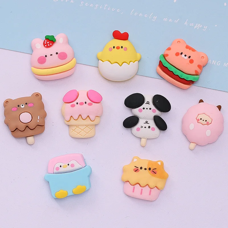 10 шт. мультяшный торт гамбургер мороженое с плоским основанием из смолы