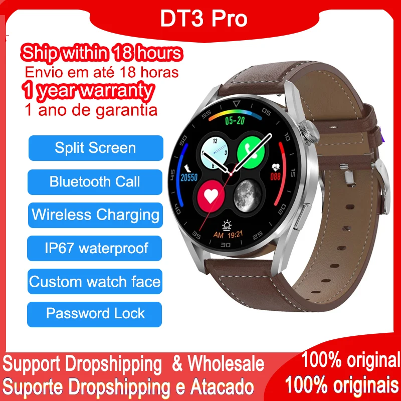 

Смарт-часы DT3 Pro мужские, IP68, водостойкие, с экраном 100 +